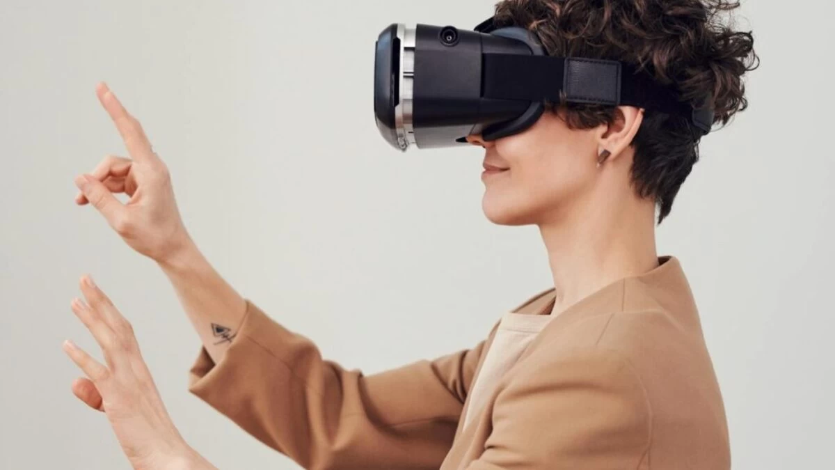 Woman Using Virtual Reality Goggles