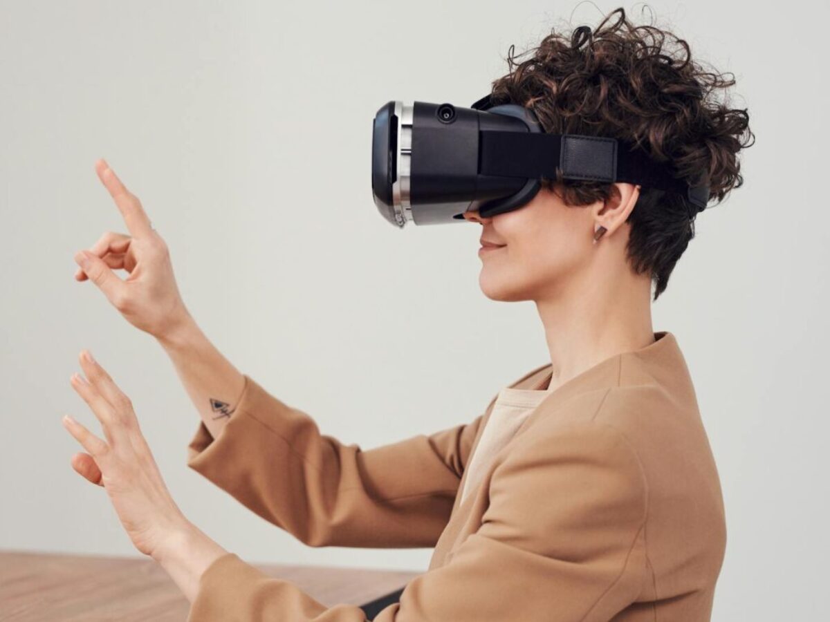 Woman Using Virtual Reality Goggles