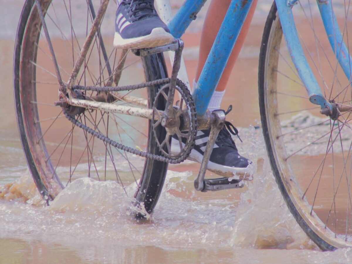unknown person driving bicycle
