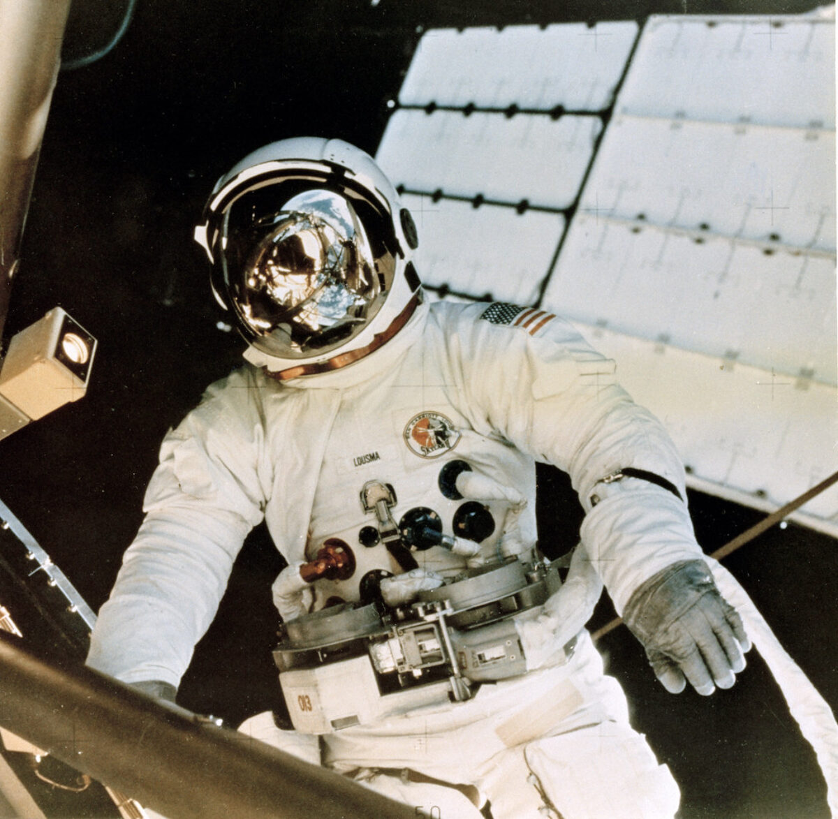 Astronaut Jack Lousma, Skylab Sunshade Deployment (NASA Archive, 07/14/73)
