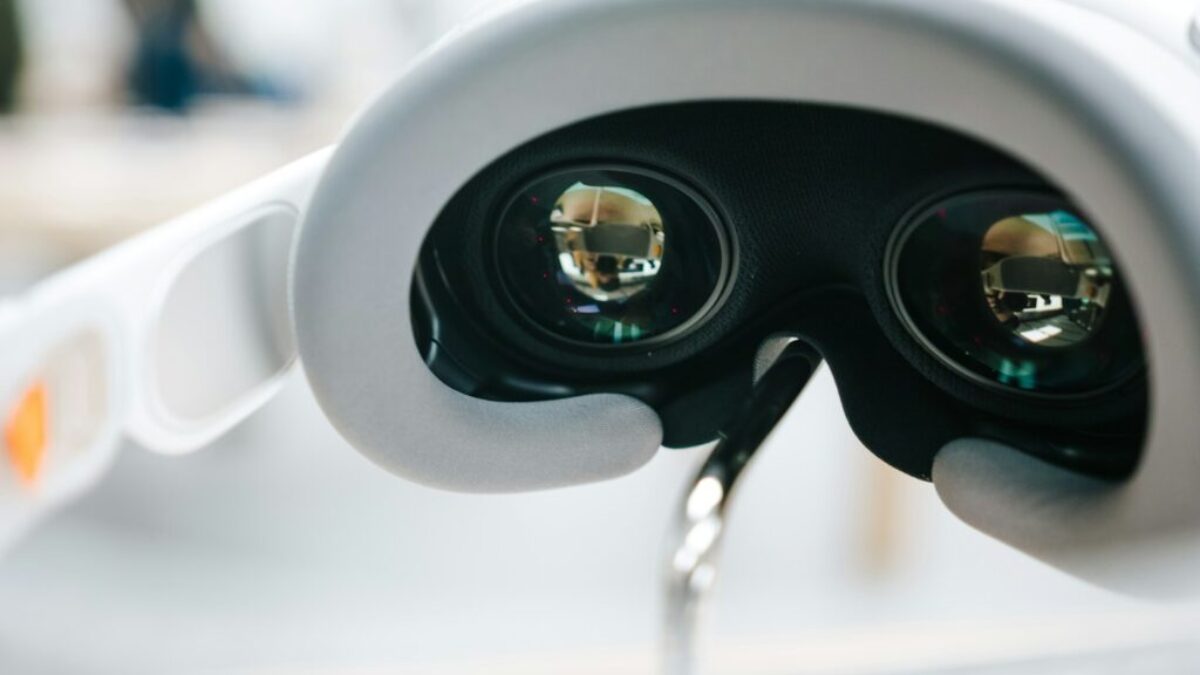 a close up of a pair of glasses attached to a device
