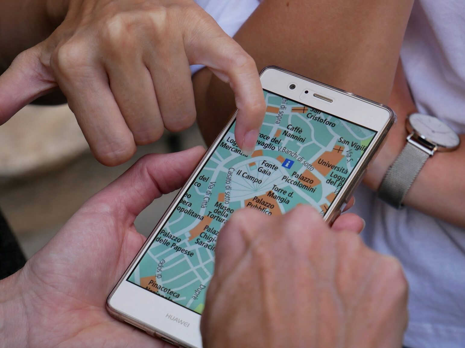 person touching smartphone