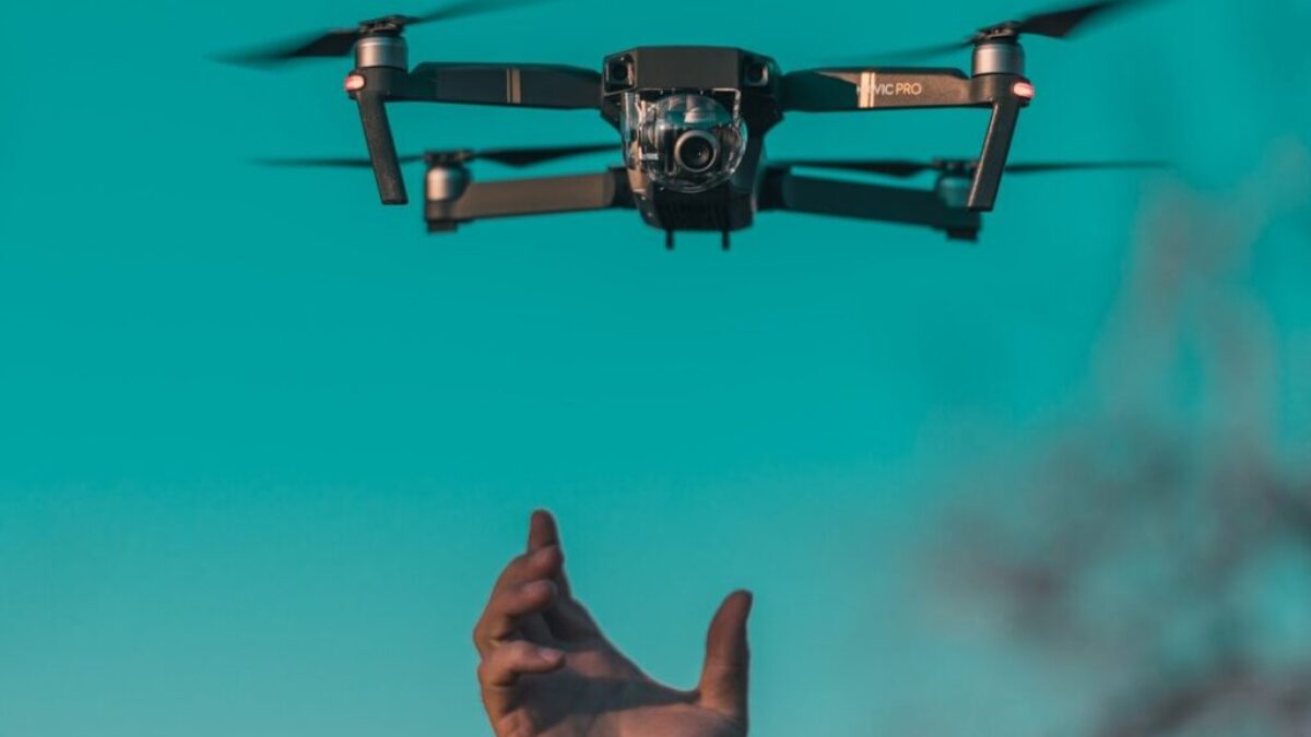 tilt shift lens photo of mini drone