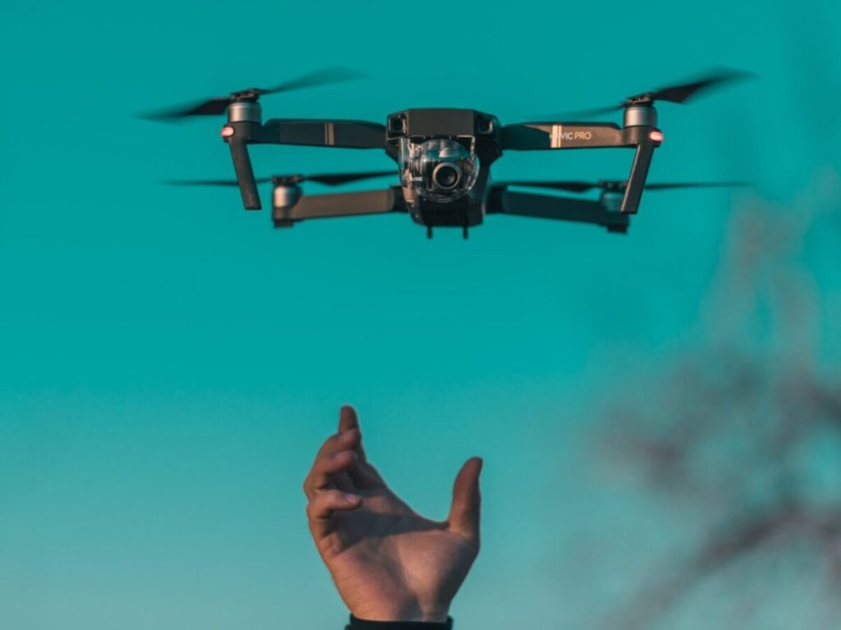 tilt shift lens photo of mini drone