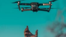 tilt shift lens photo of mini drone