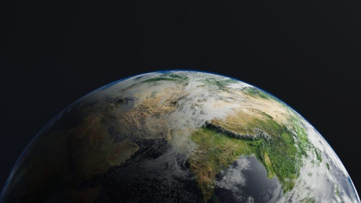 a planet with clouds and water