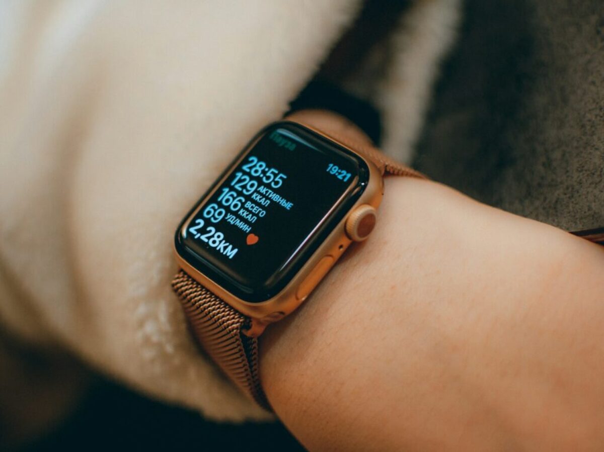 silver aluminum case apple watch with brown leather strap