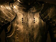 gray stainless steel armor
