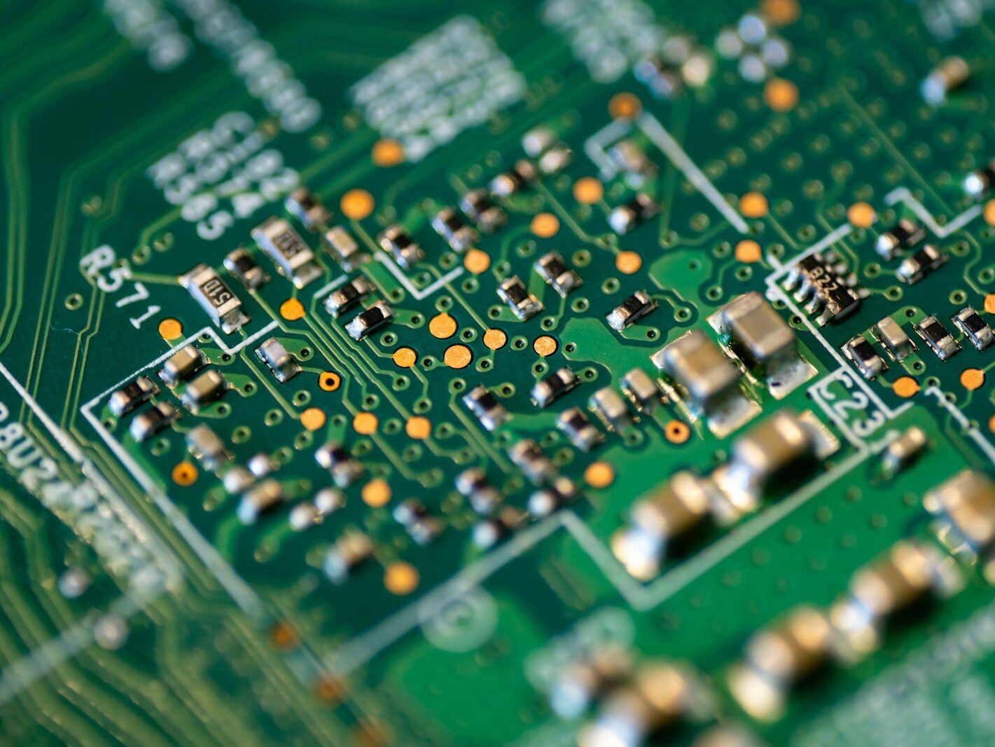 green and white circuit board