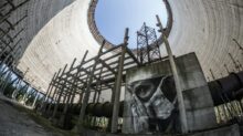 Man in Mask Graffiti on Wall