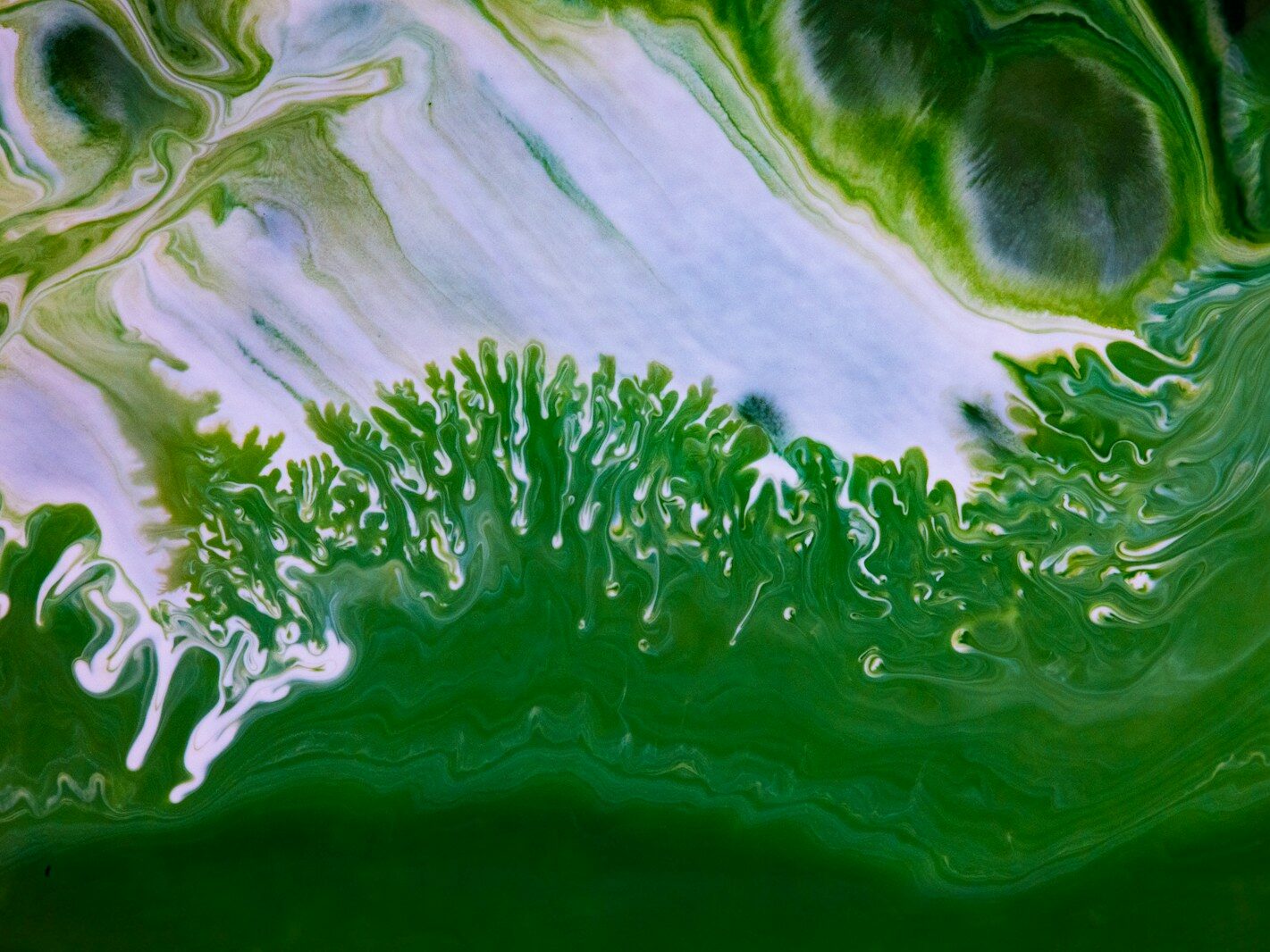 green and white abstract painting