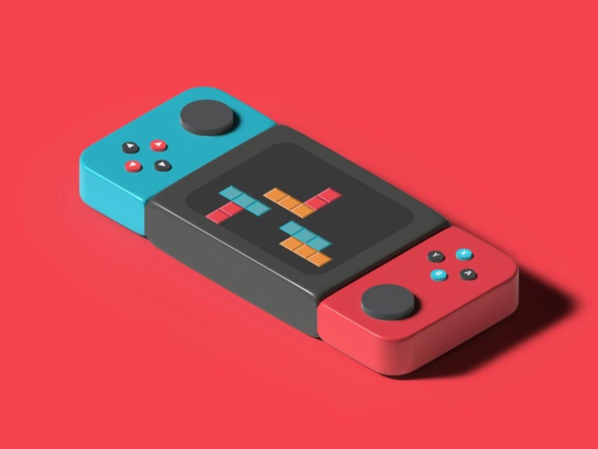 a nintendo wii game controller on a red background