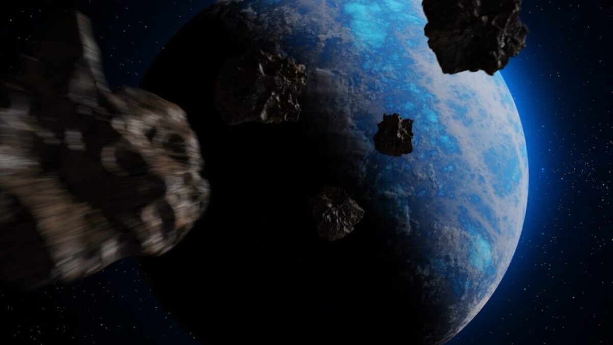 an artist's rendering of a space ship approaching a planet