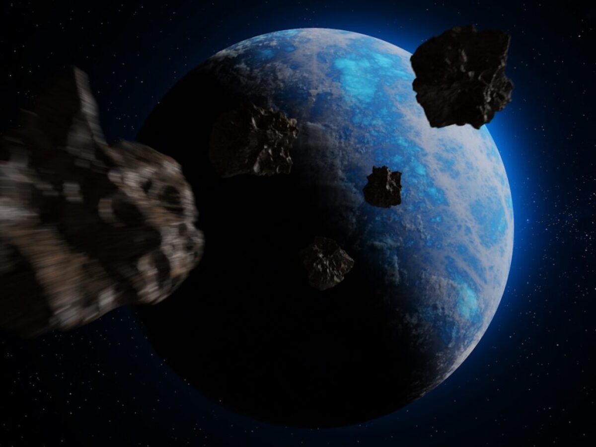 an artist's rendering of a space ship approaching a planet