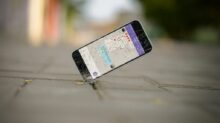 selective focus photo of iPhone balance on brick pavement