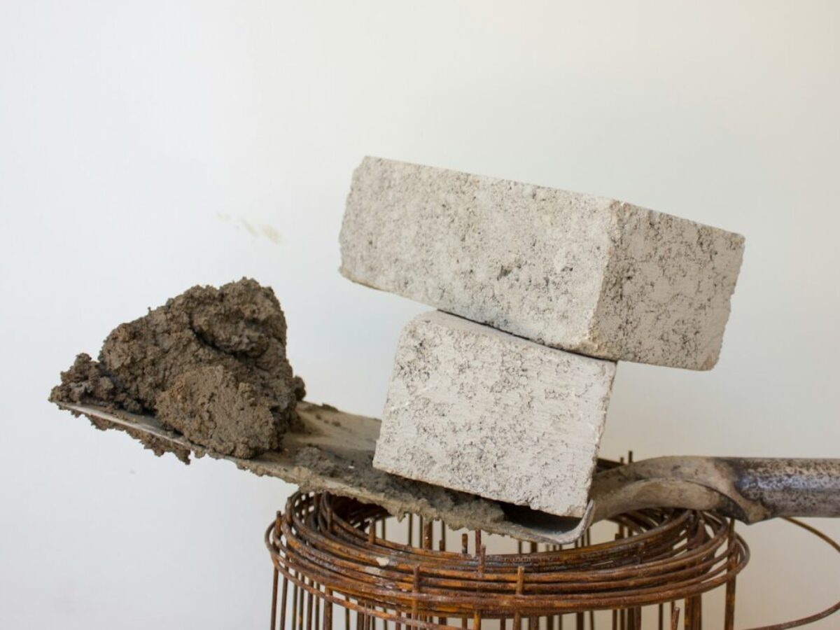 two gray blocks on shovel