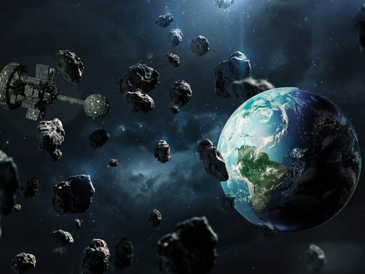 earth, spaceship, asteroids