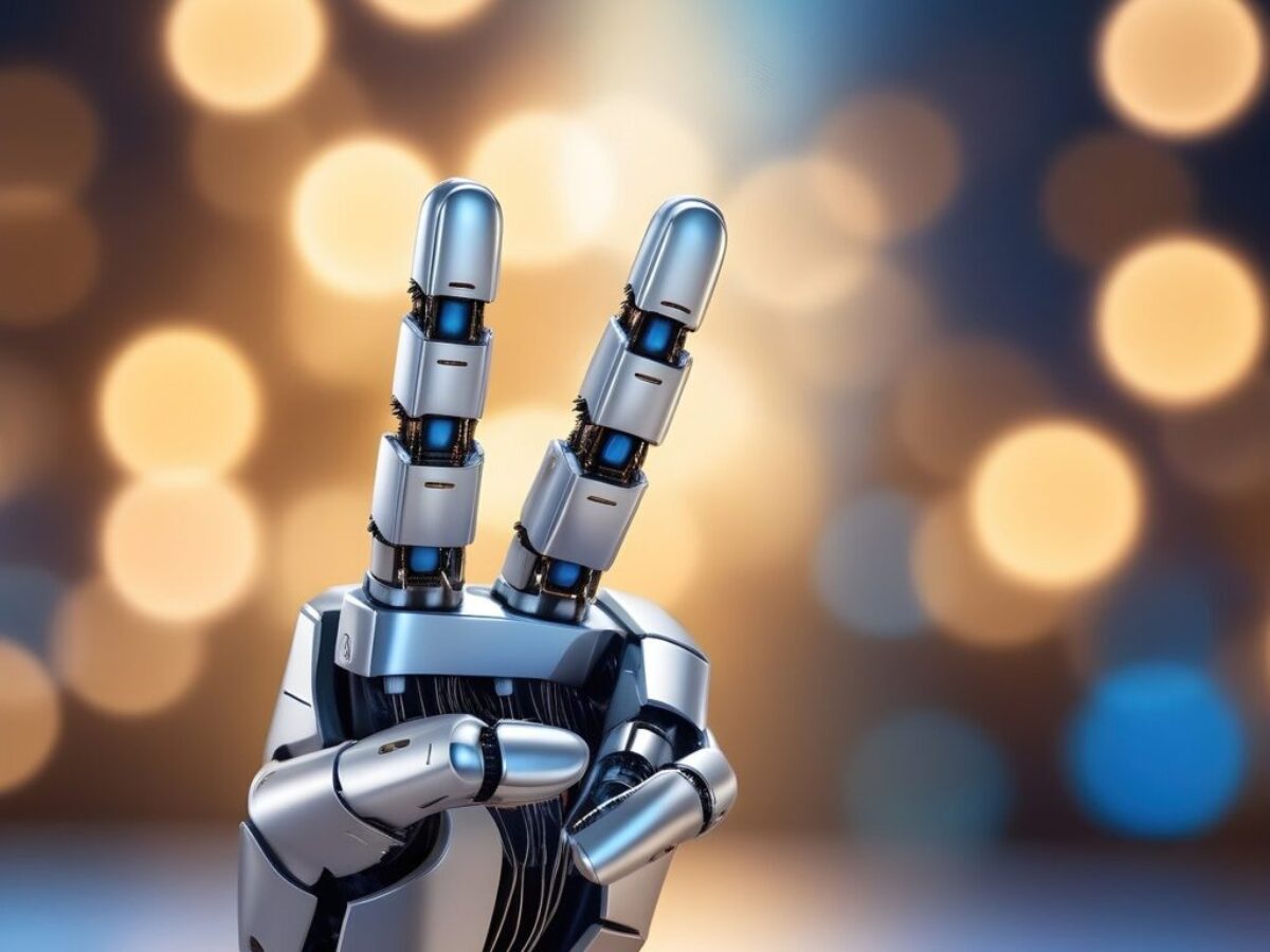 ai generated, peace sign, robot