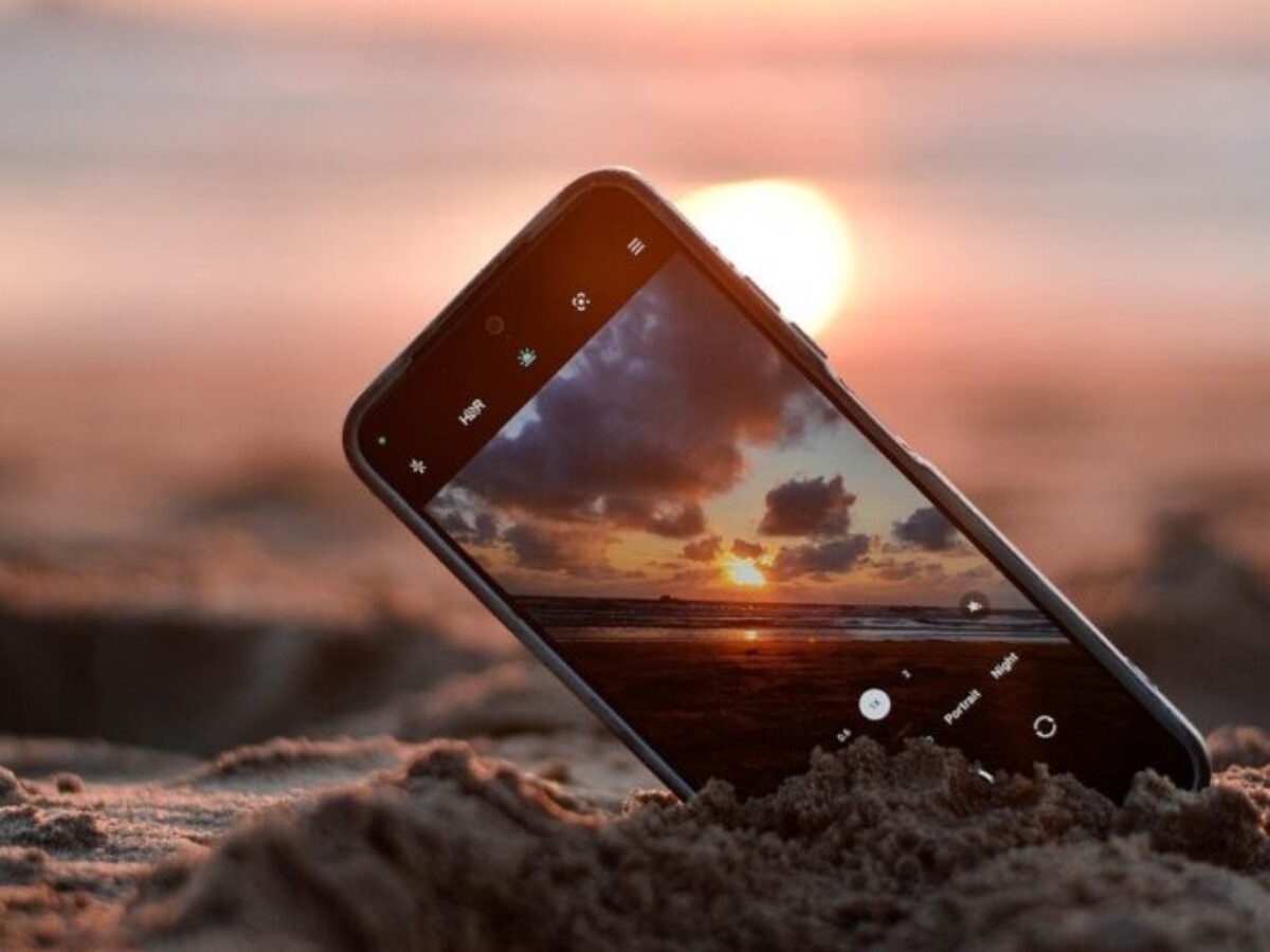 sunset, phone, capture