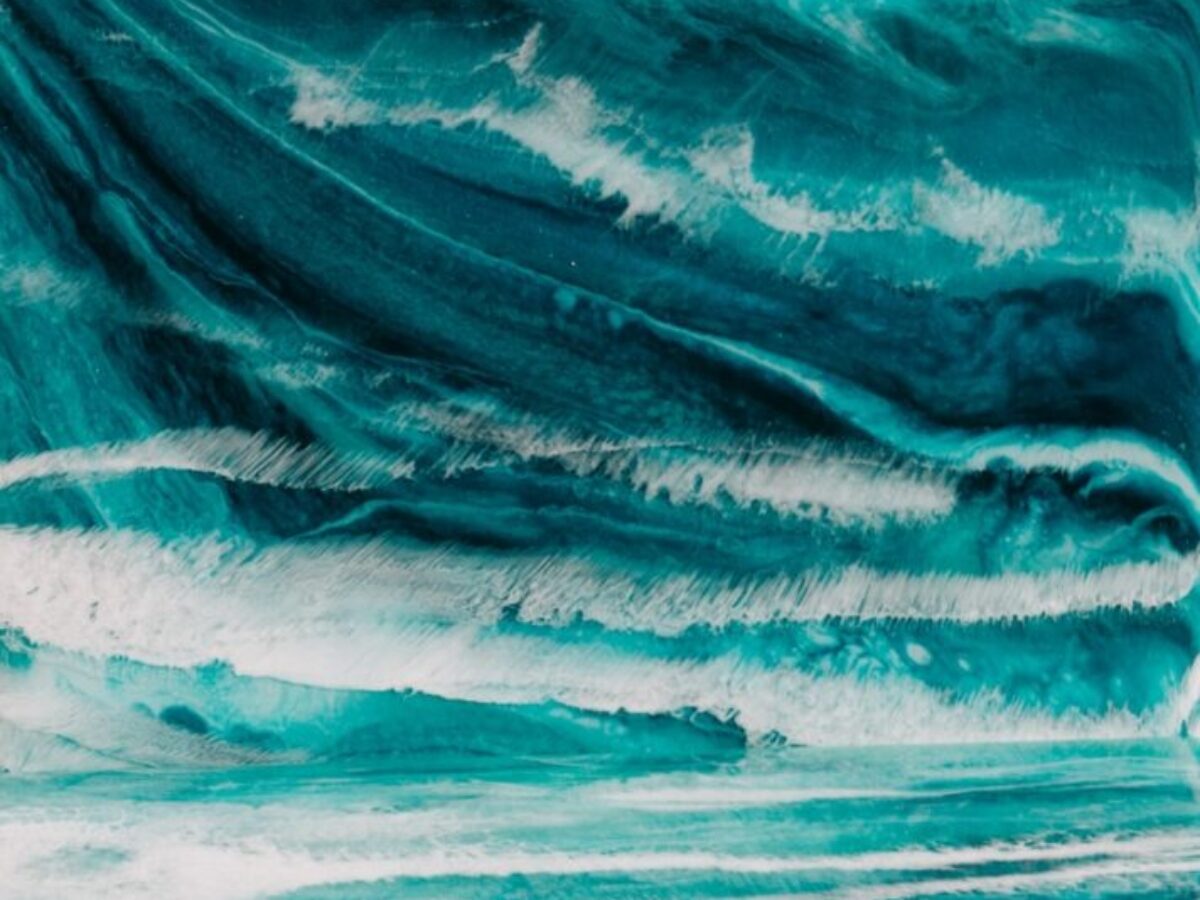 blue and white abstract painting