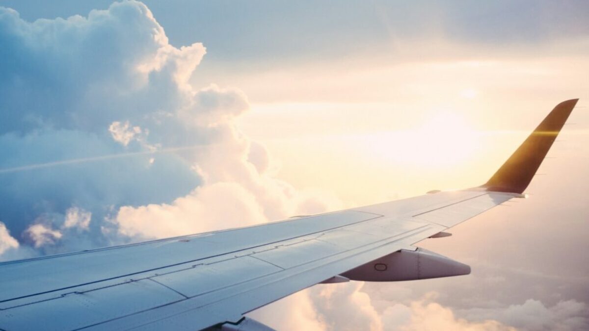 aerial photography of airliner
