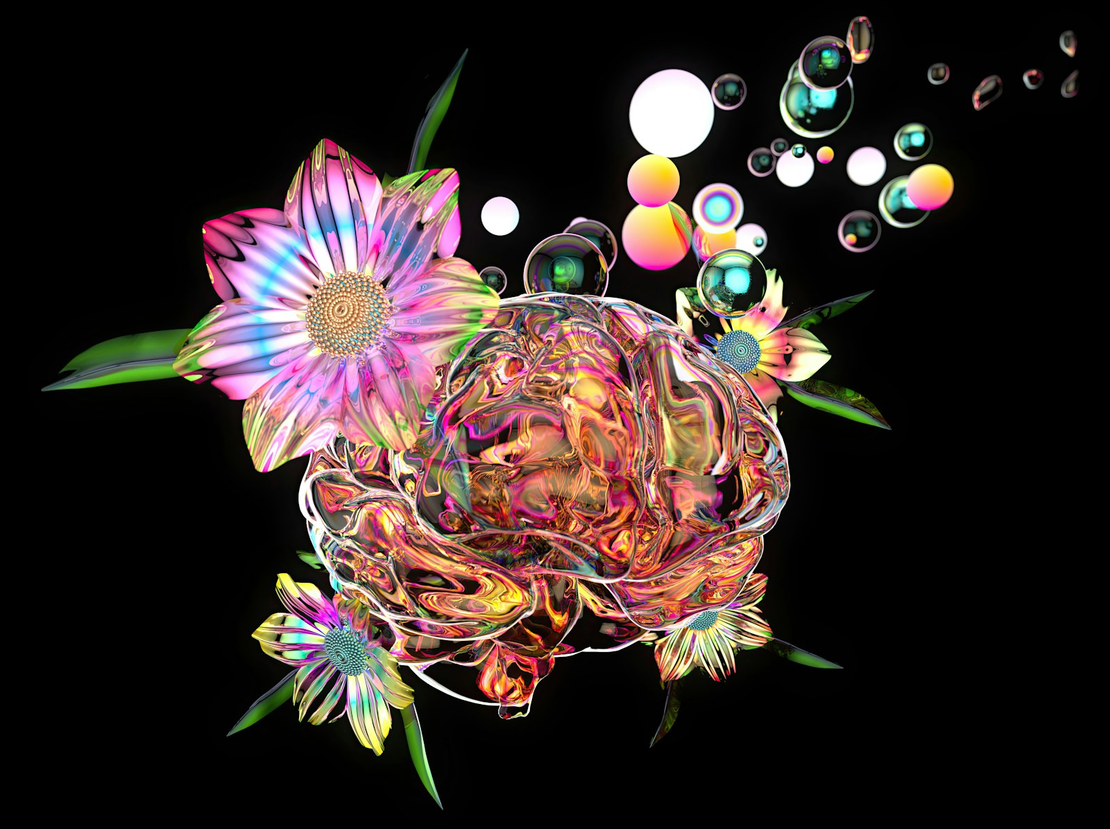 Photo by julien Tromeur - Techsvět a digital painting of a flower and bubbles