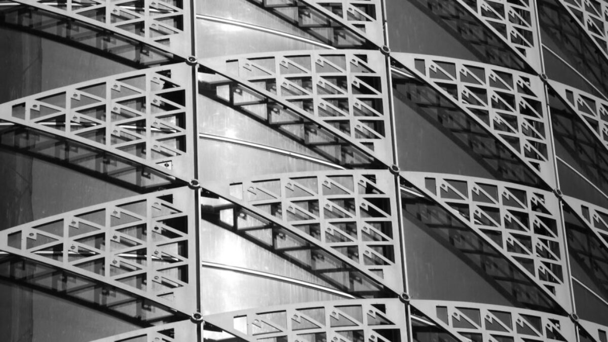 grayscale photo of building interior