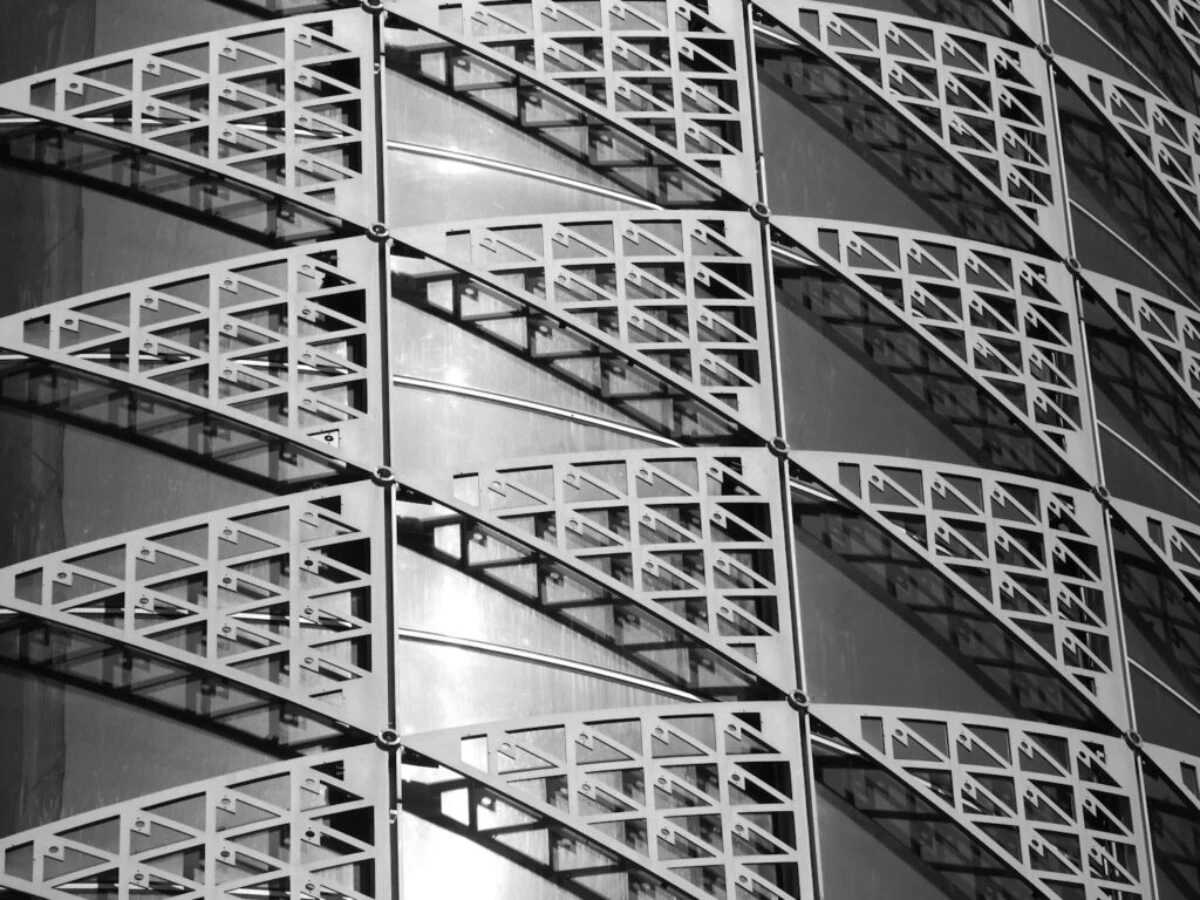 grayscale photo of building interior