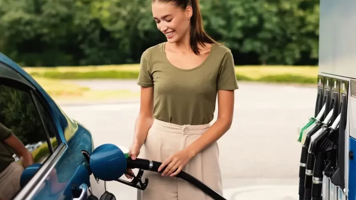 žena tankuje vůz
