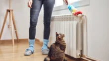 žena utírá prach na topení