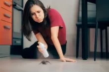 Žena likviduje hmyz