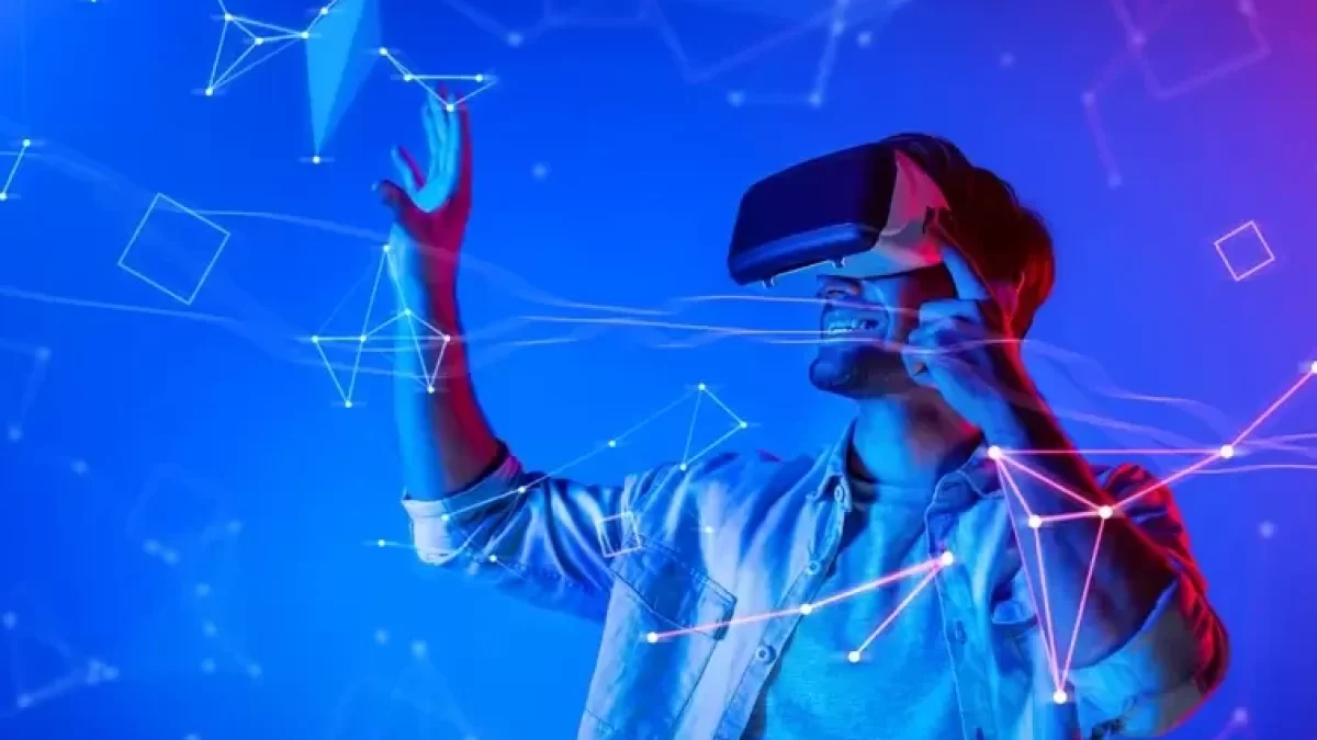 Muž s VR headsetem