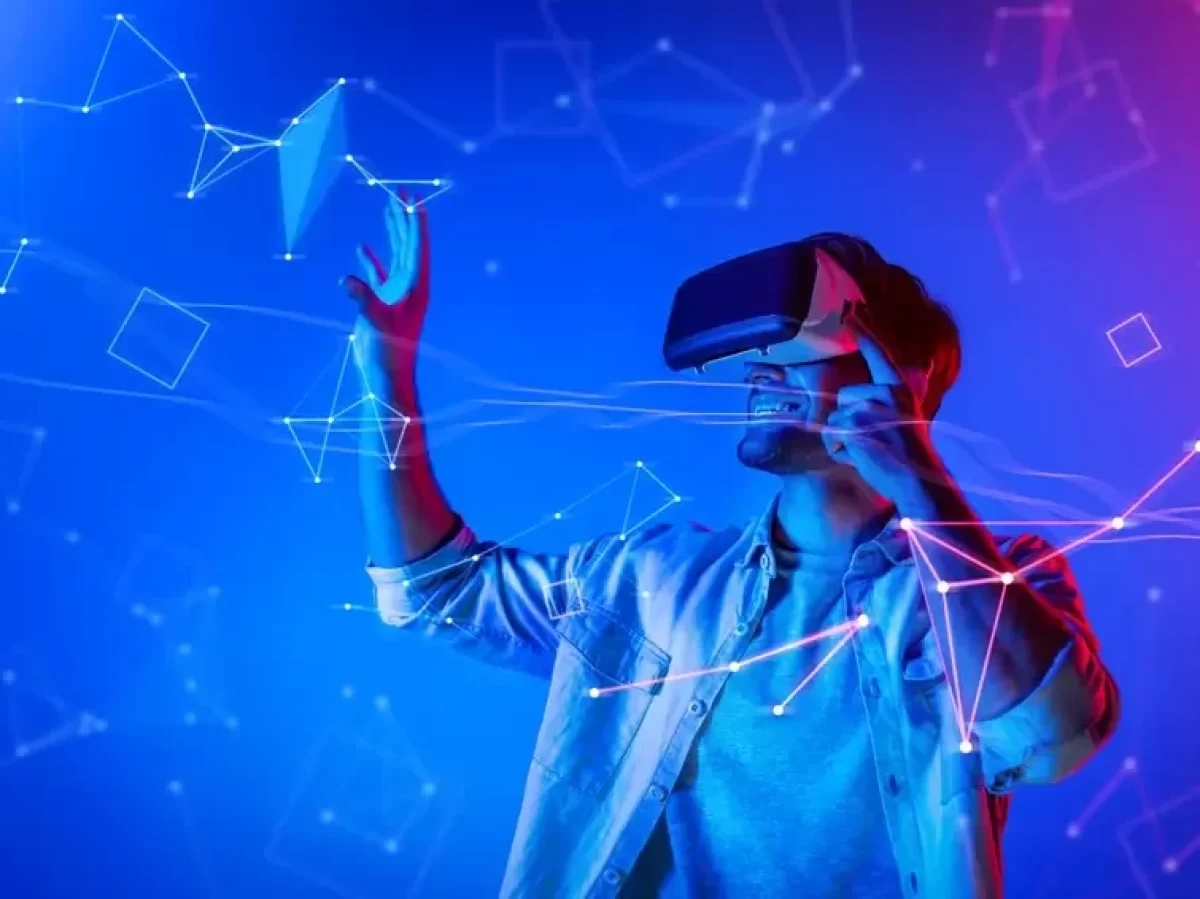 Muž s VR headsetem