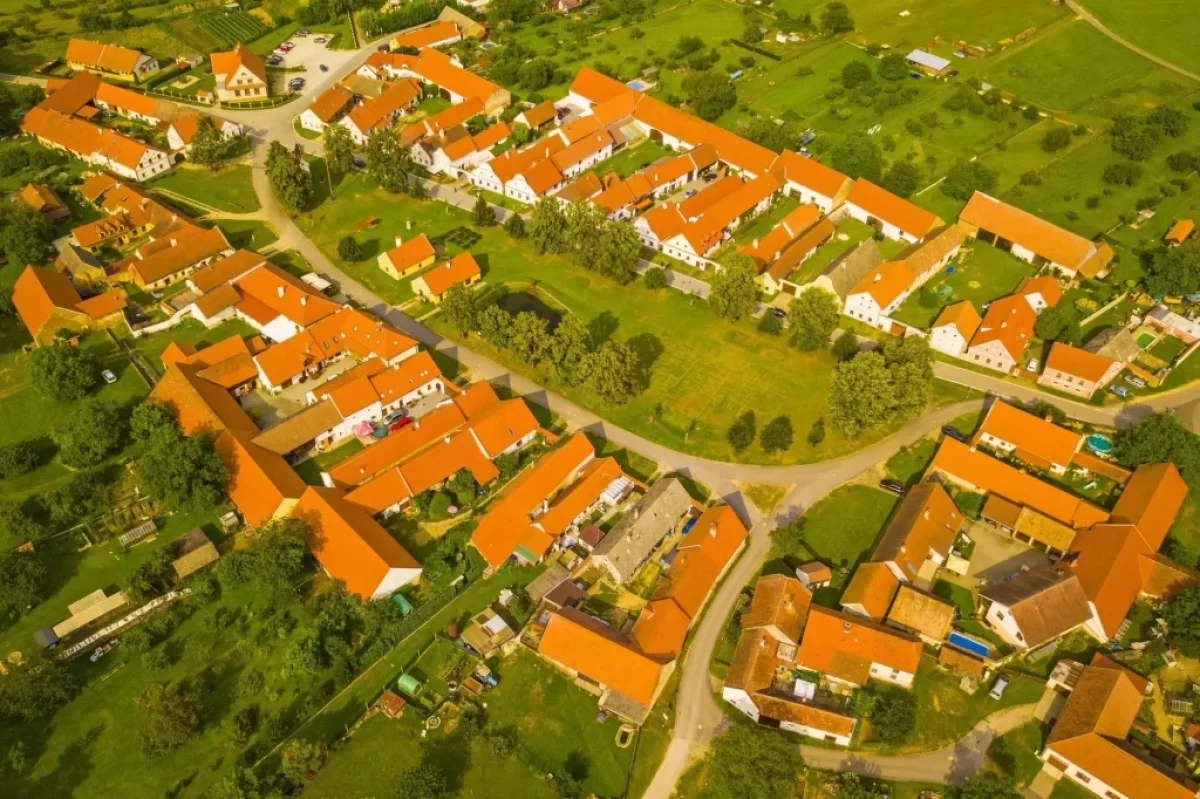 Holašovice z leteckého pohledu