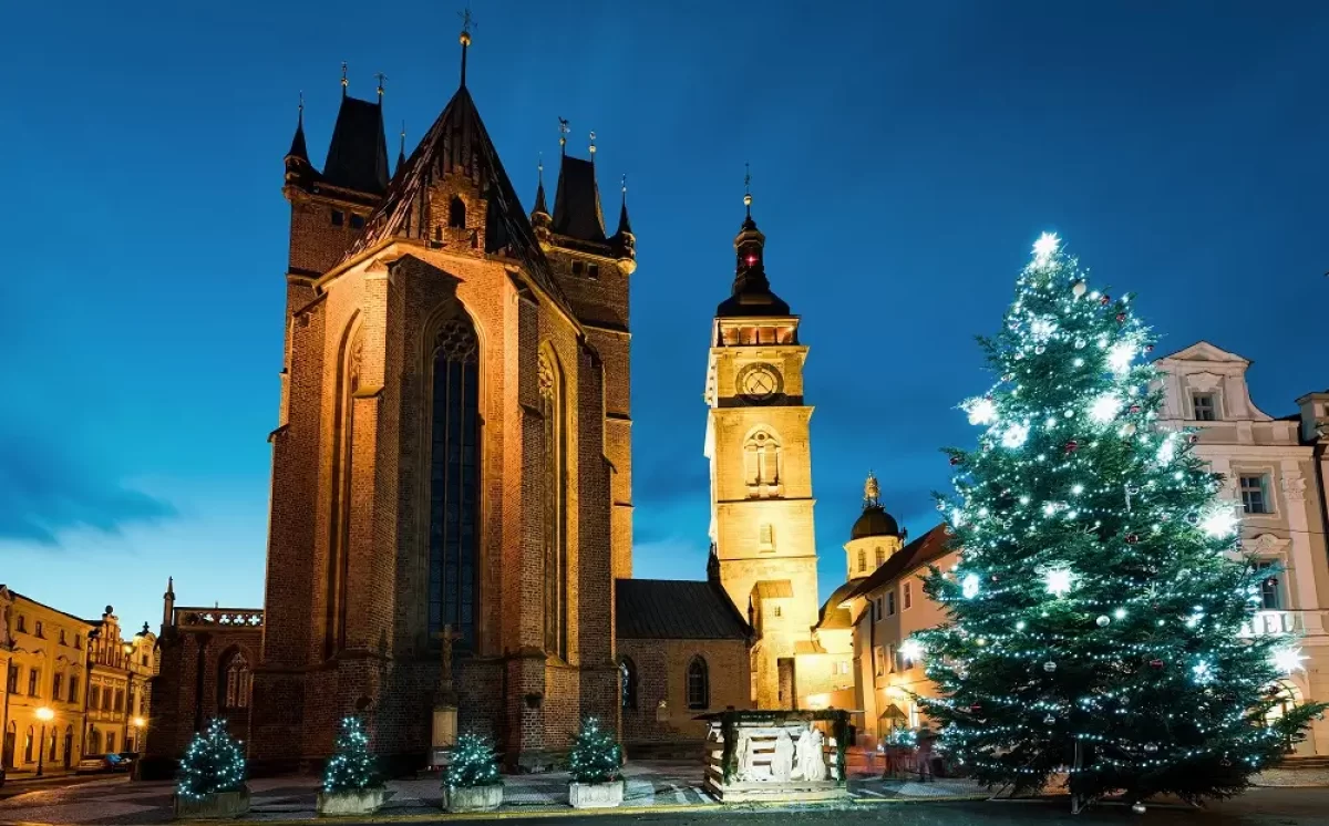 Vánoční strom v Hradci Králové.