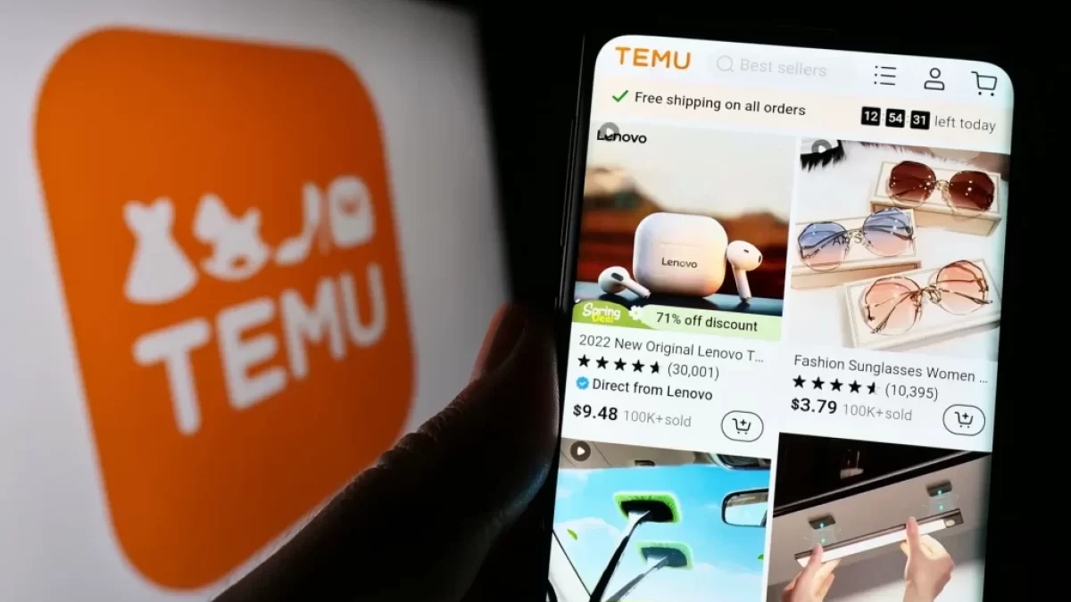 Internetový obchod Temu na obrazovce telefonu