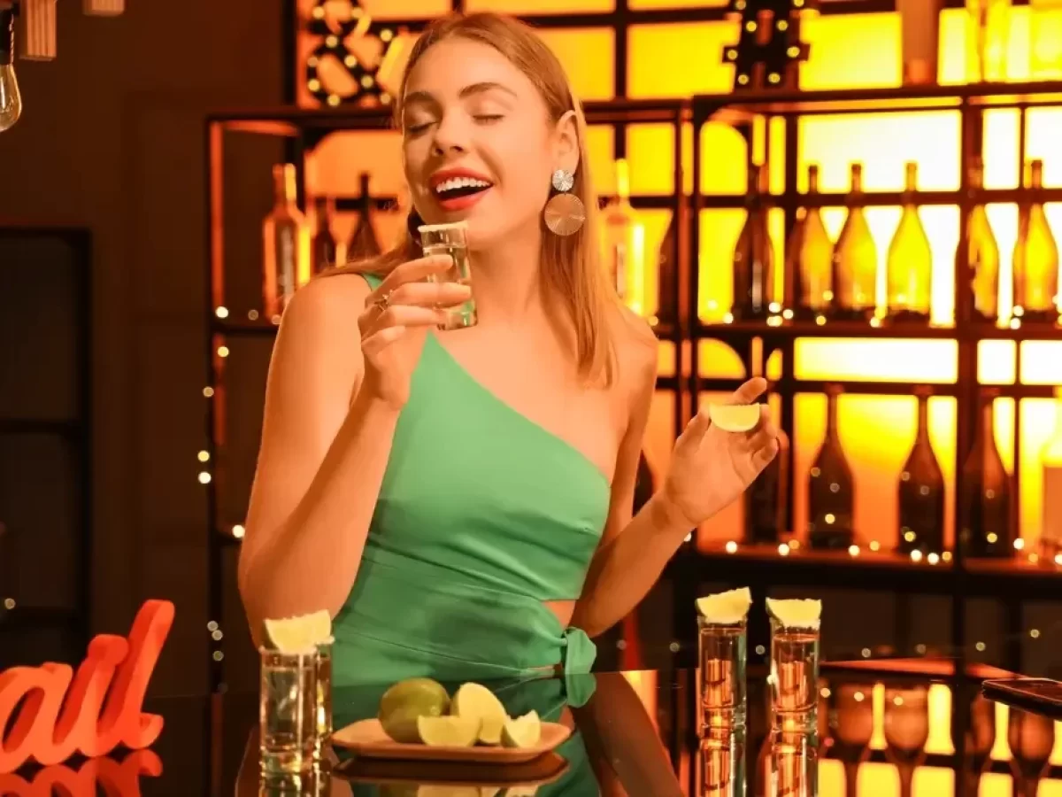 Žena užívající si alkohol