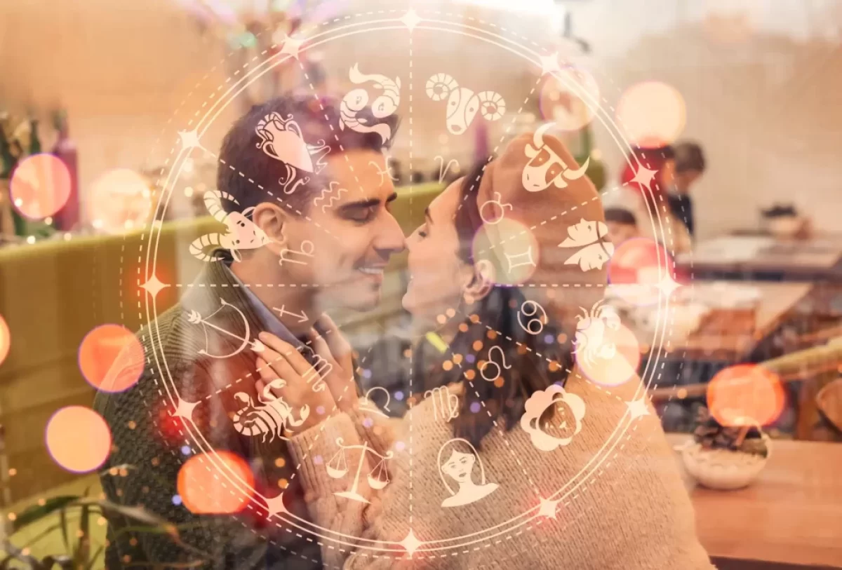 horoskop, dva lidé se chtějí políbit