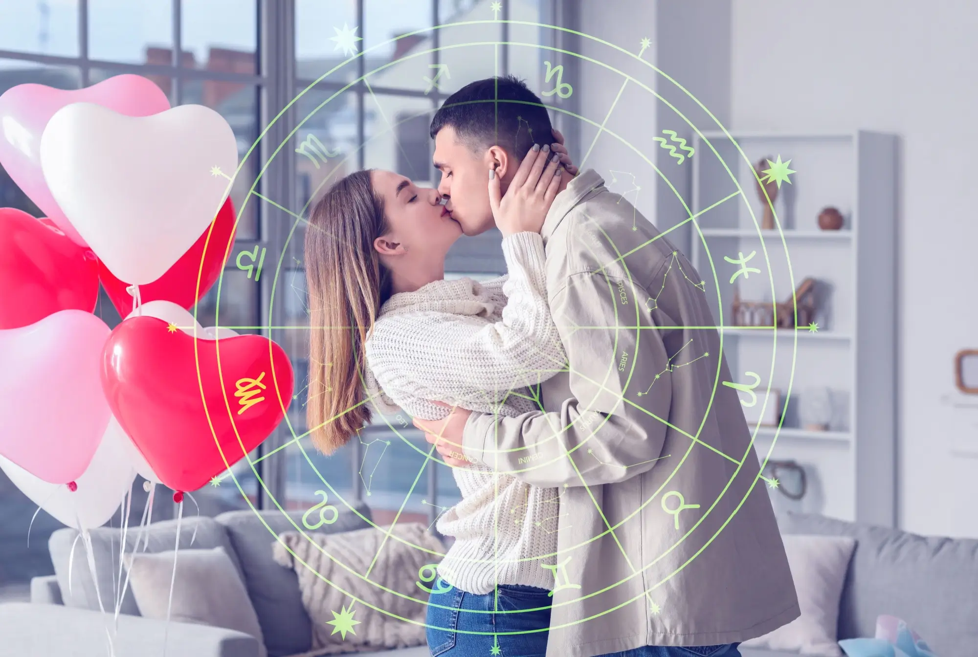 horoskop, dva lidé se líbají