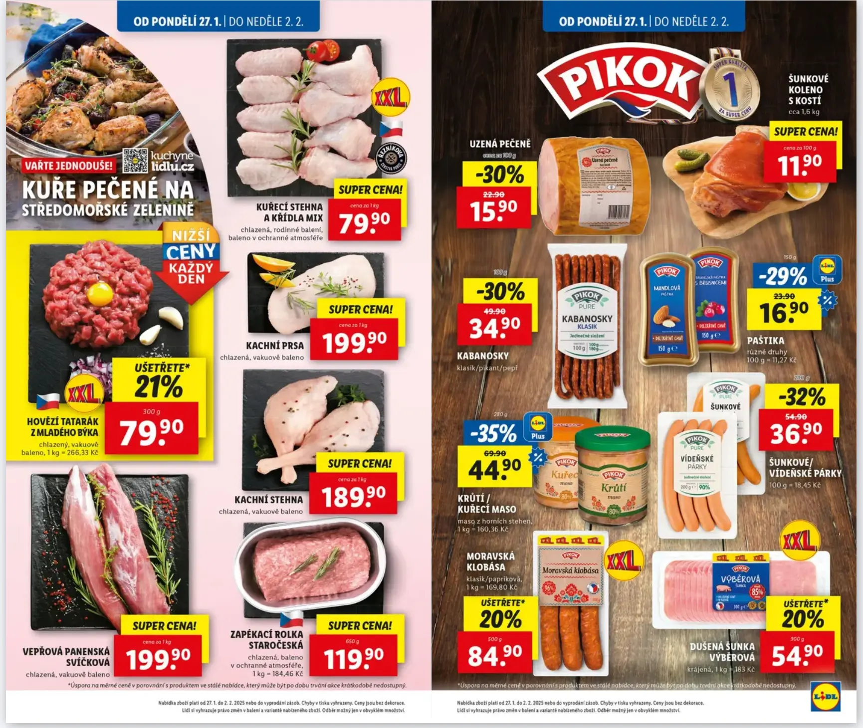 Maso v letáku Lidl za výhodné ceny
