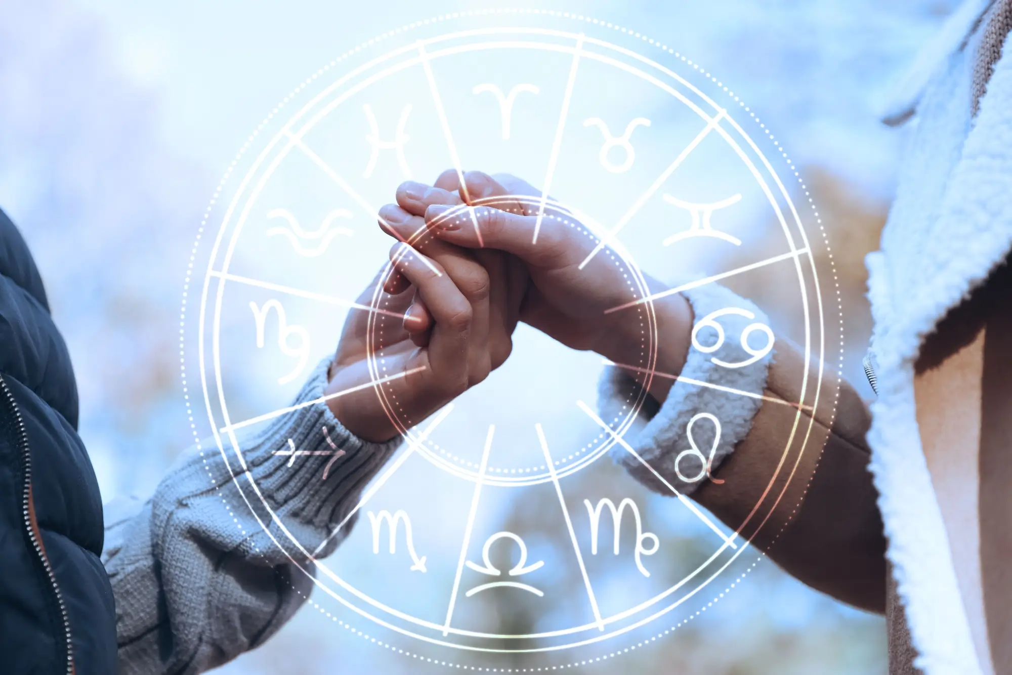 horoskop, partneři se drží za ruce
