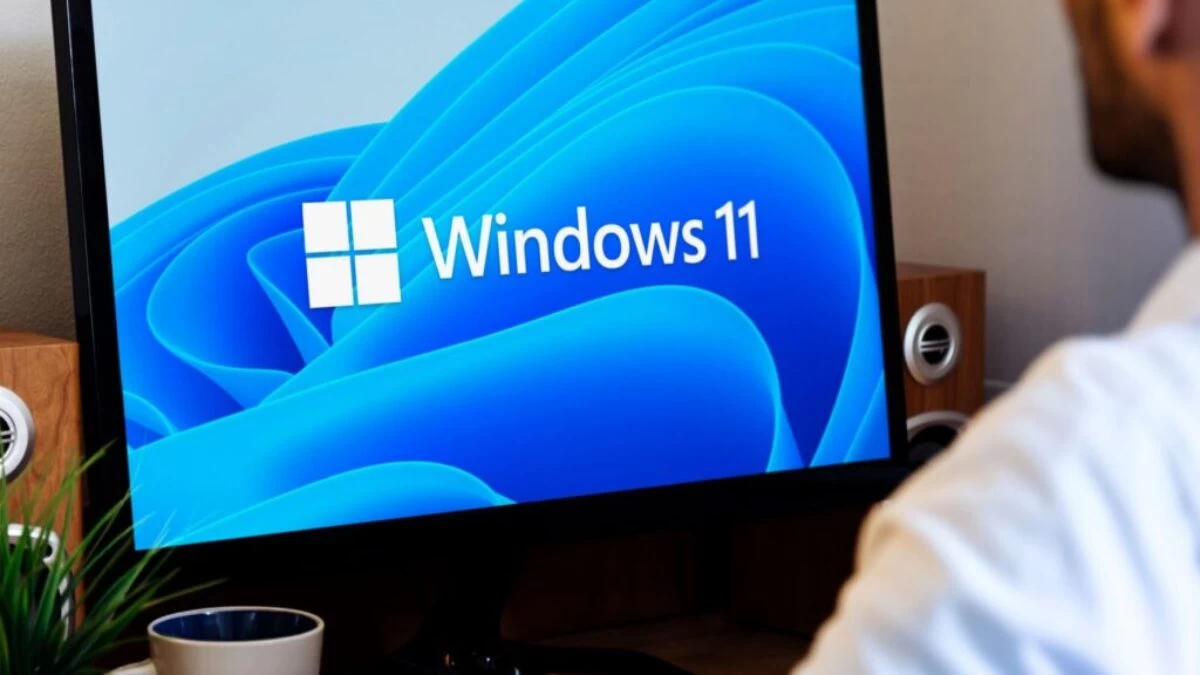Muž u počítače s Win11