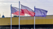 Vlajky Polska, Česka a EU