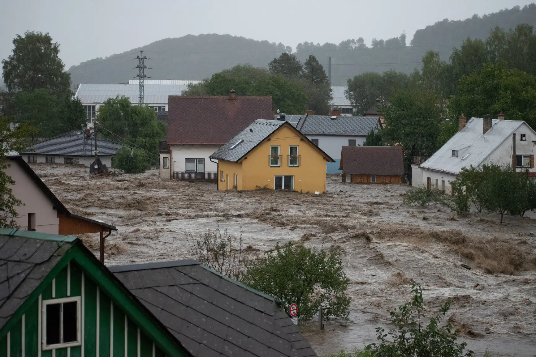 obec Česká Ves, kterou zasáhly povodně