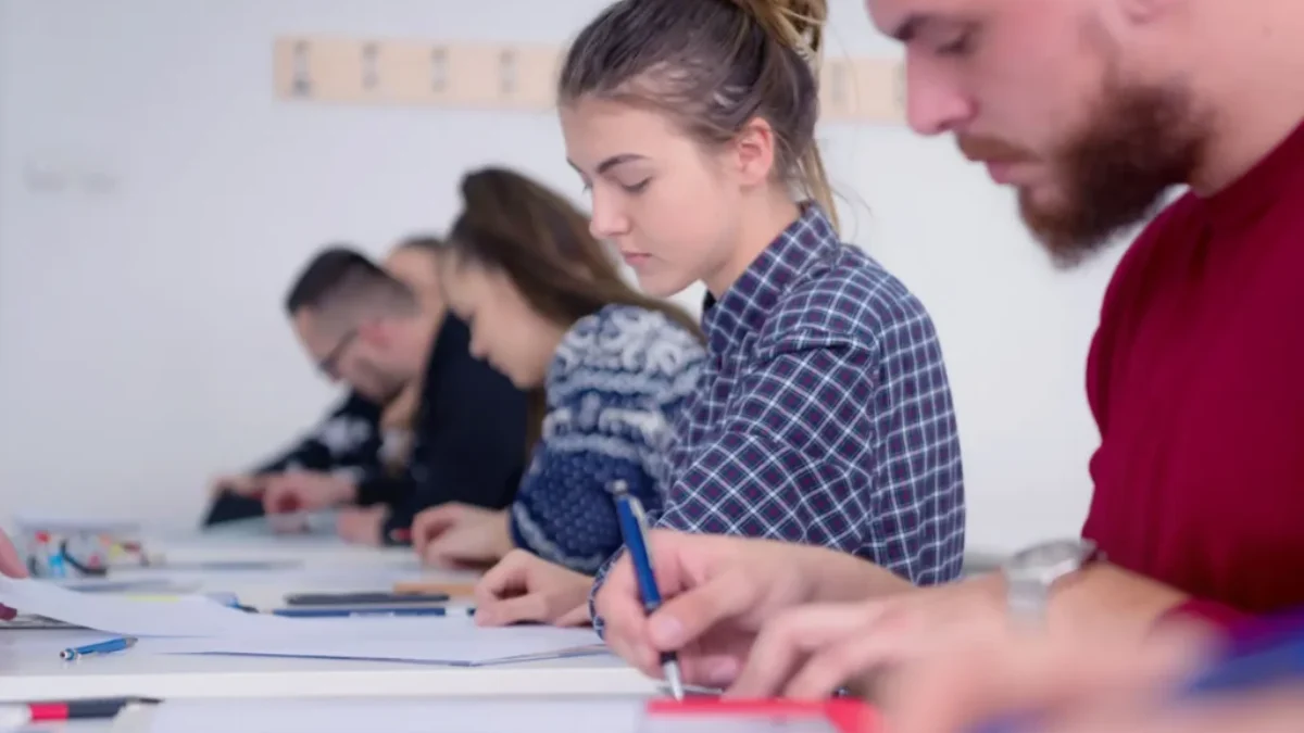 studenti ve škole si zapisují poznámky