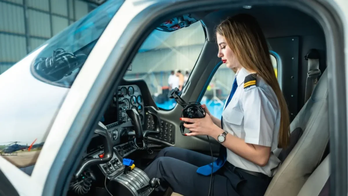 Pilotka v letadle