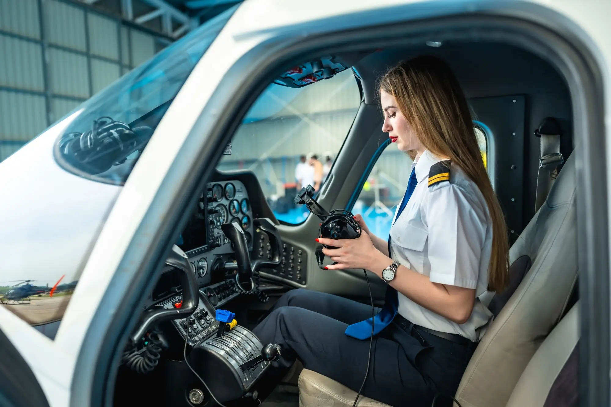 Pilotka v letadle