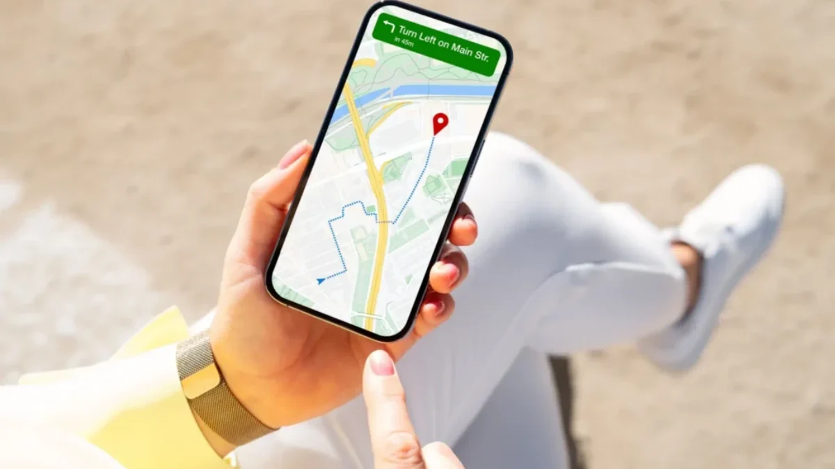 Mobil ukazující mapu