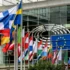 Sídlo Evropského parlamentu a vlajky