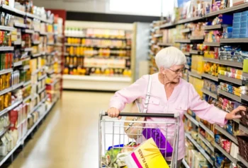 seniorka nakupující potraviny